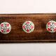 Red Flower Crackle Ceramic Wooden Hooks